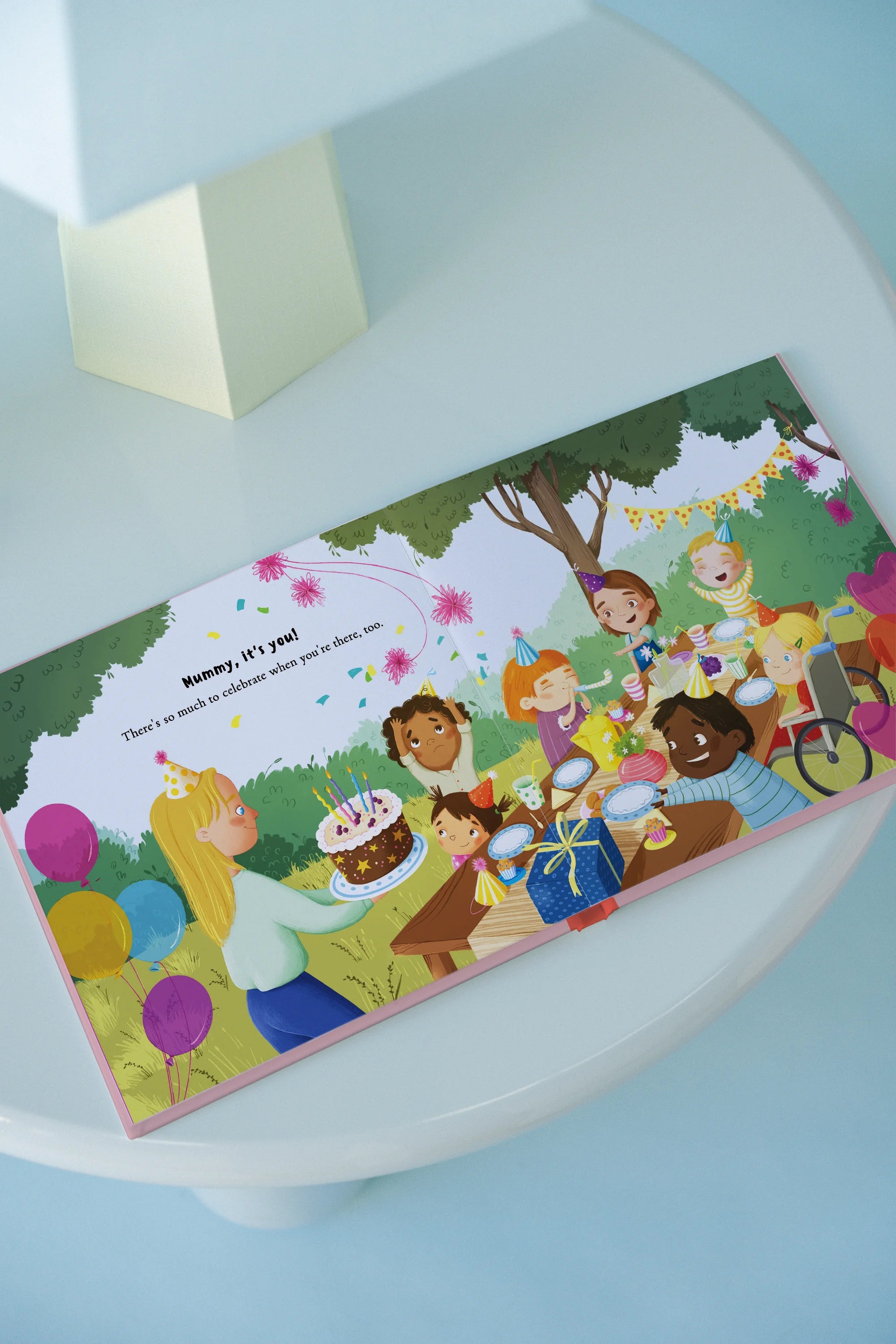 Inside spread of the personalised Mummy It's You book by Ziggli with illustrated pages about what makes mum special